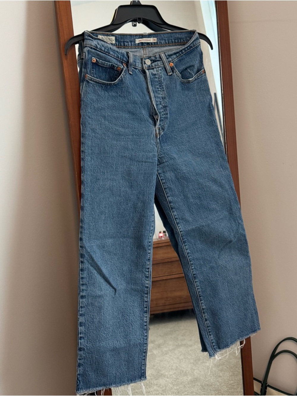 Levi's High-Rise Straight-Leg Jeans in Medium Blue